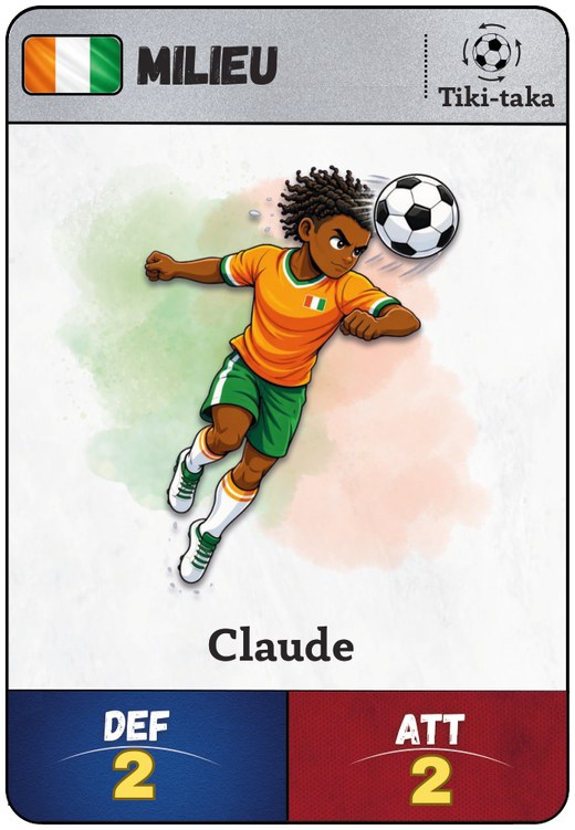 Carte footballeur Claude, milieu ivoirien